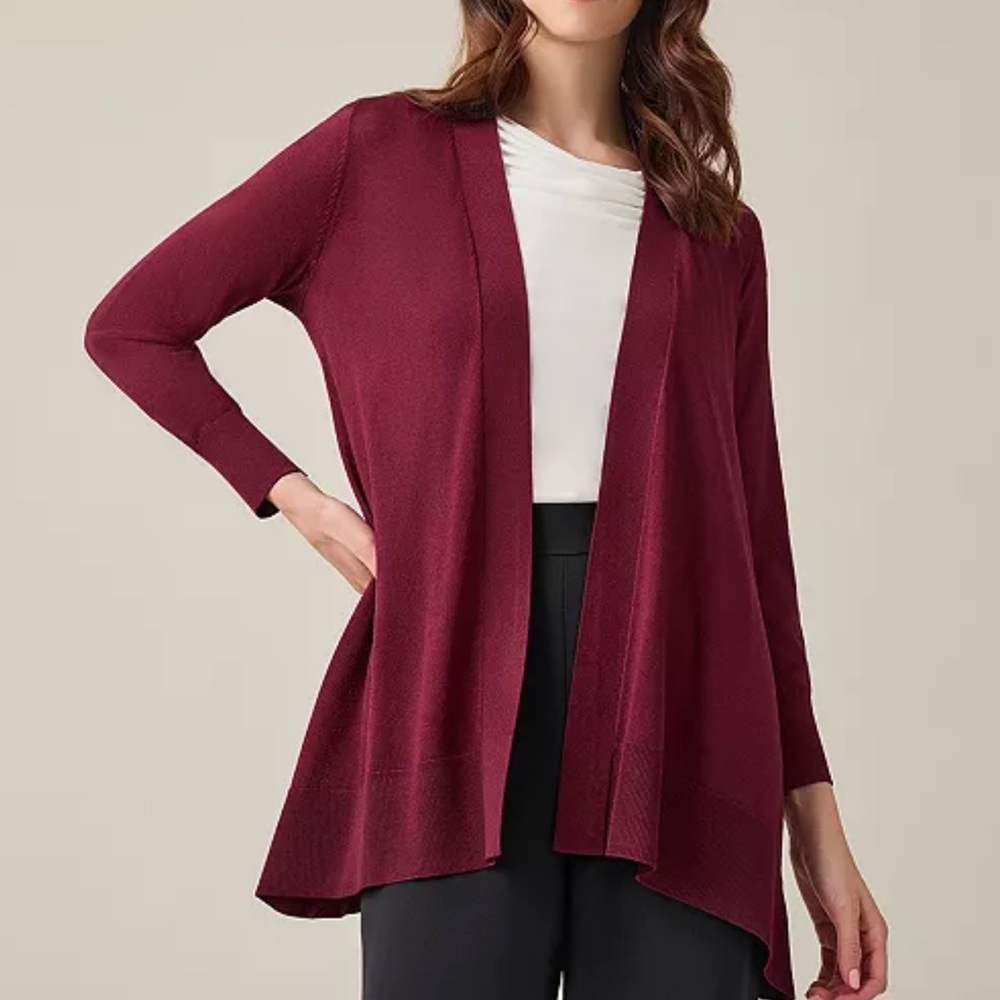 Kasper Deep Red Women's Cardigan Kasper
Petite Open-Front Long Sleeve Cardigan - Picture 1 of 5